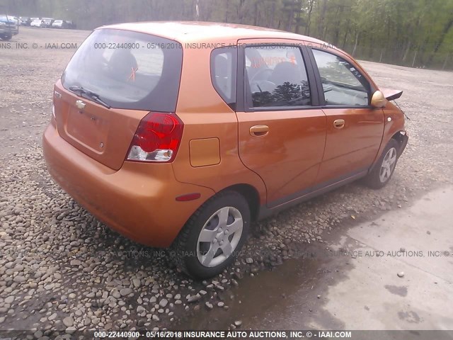KL1TD62615B468103 - 2005 CHEVROLET AVEO LS ORANGE photo 4