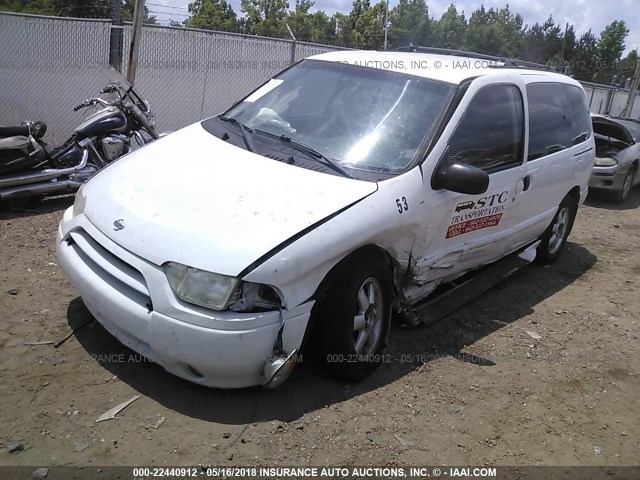 4N2ZN15T02D814501 - 2002 NISSAN QUEST GXE WHITE photo 2