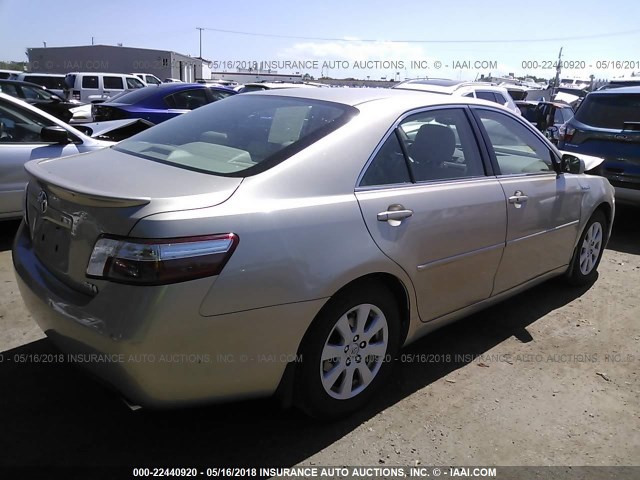 JTNBB46KX73044496 - 2007 TOYOTA CAMRY NEW GENERAT HYBRID GOLD photo 4