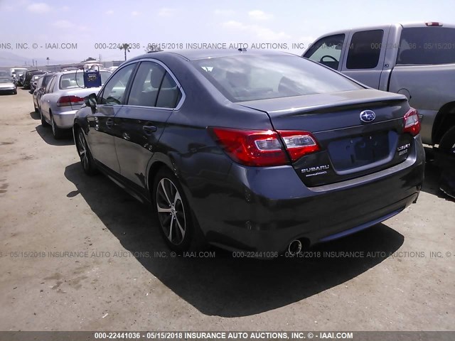 4S3BNAN65F3047416 - 2015 SUBARU LEGACY 2.5I LIMITED GRAY photo 3