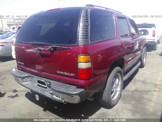 1GNEC13T04R138025 - 2004 CHEVROLET TAHOE C1500 RED photo 4