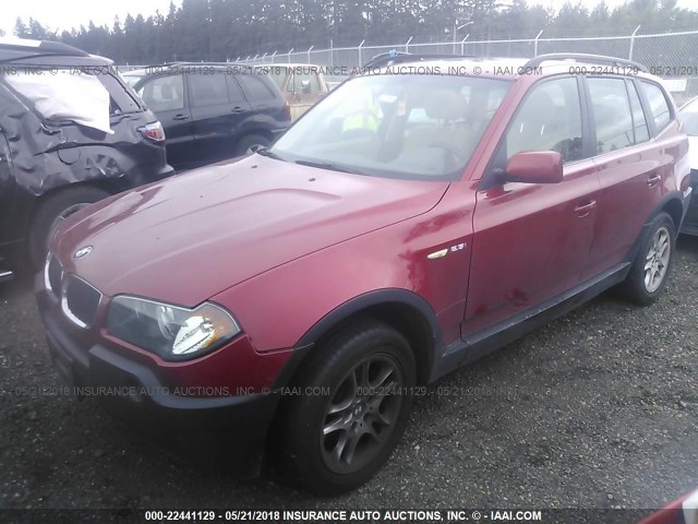 WBXPA73474WB26819 - 2004 BMW X3 2.5I RED photo 2