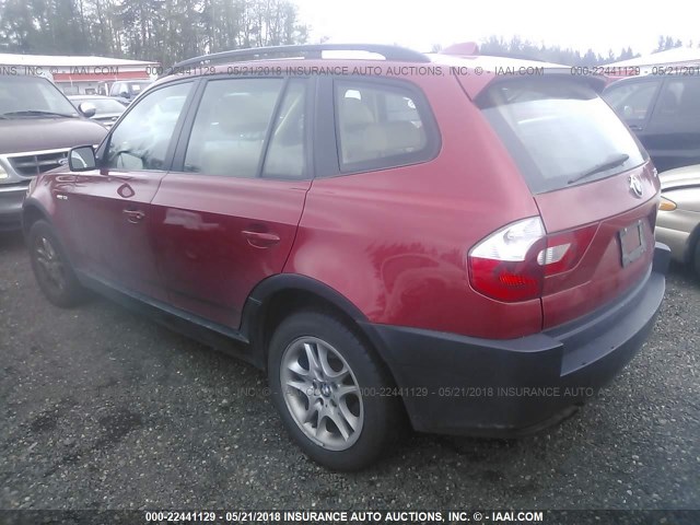 WBXPA73474WB26819 - 2004 BMW X3 2.5I RED photo 3