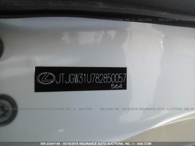 JTJGW31U782850057 - 2008 LEXUS RX 400H WHITE photo 9