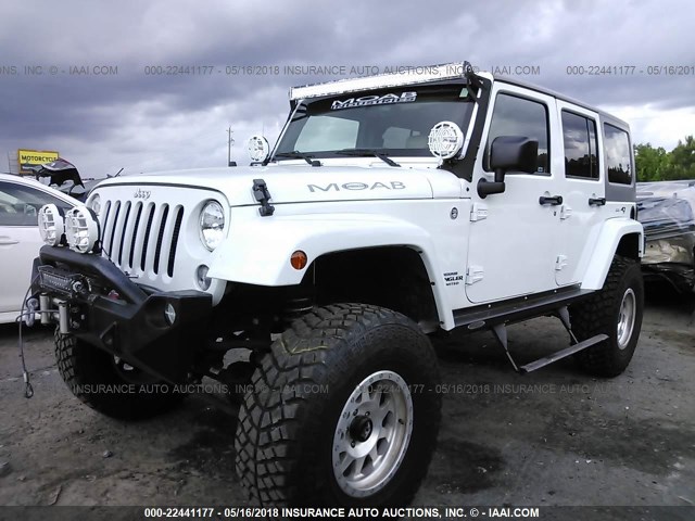 1C4BJWDG3FL653333 - 2015 JEEP WRANGLER UNLIMITE SPORT WHITE photo 2