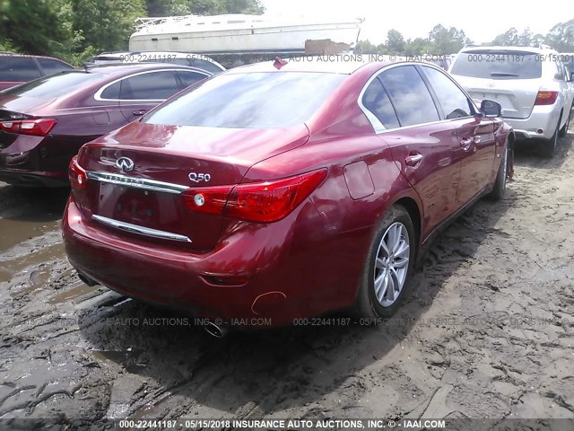 JN1BV7APXFM337553 - 2015 INFINITI Q50 PREMIUM/SPORT MAROON photo 4