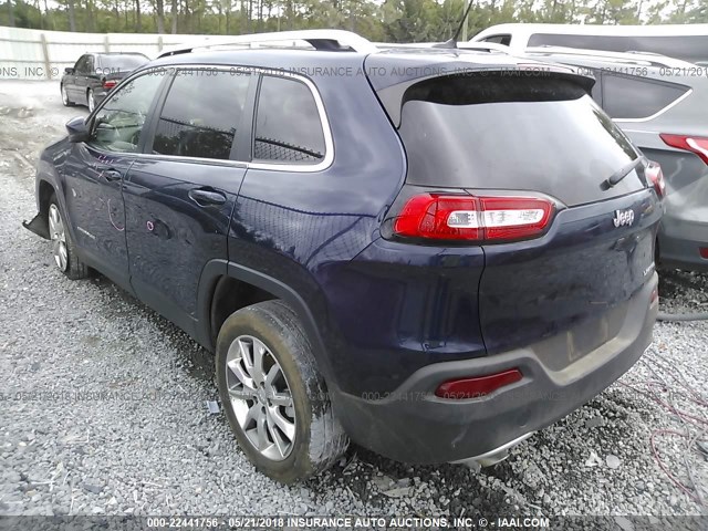 1C4PJLDB7EW133030 - 2014 JEEP CHEROKEE LIMITED BLUE photo 3