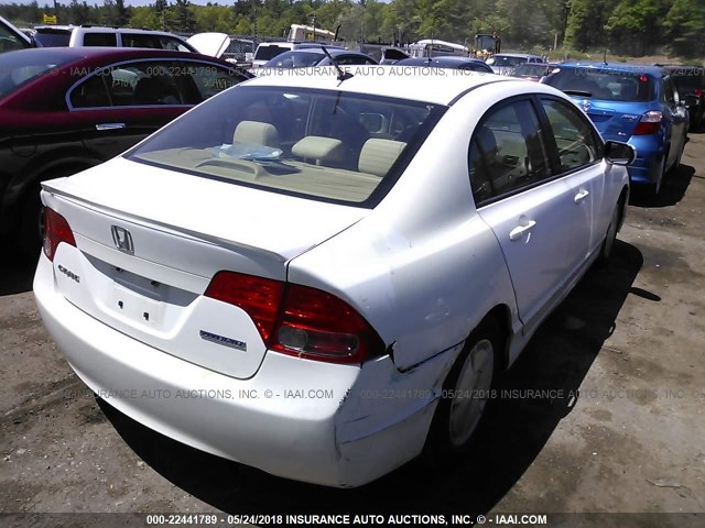 JHMFA36298S023020 - 2008 HONDA CIVIC HYBRID WHITE photo 4