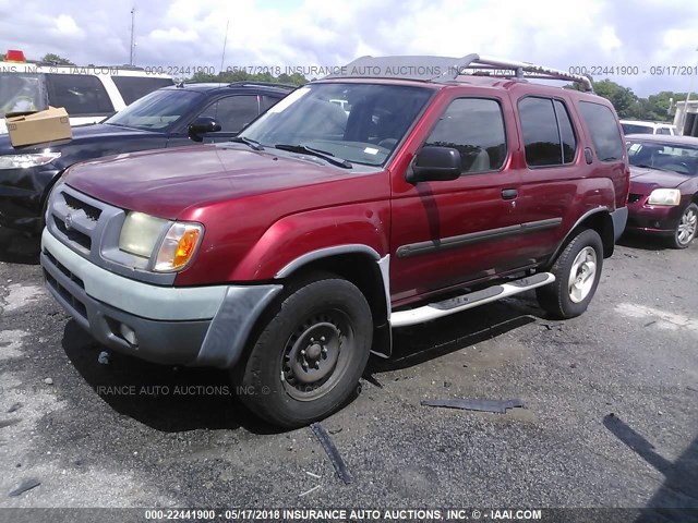 5N1ED28T51C570401 - 2001 NISSAN XTERRA XE/SE RED photo 2