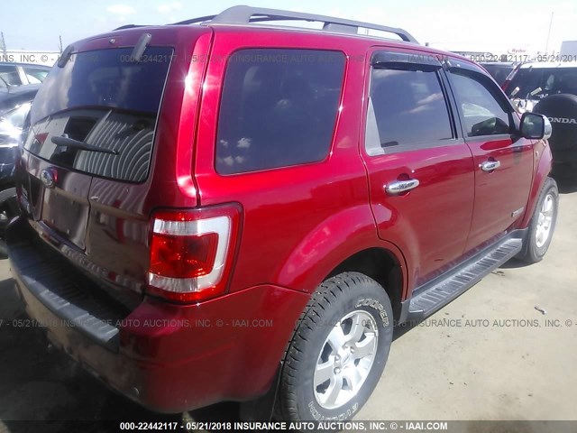 1FMCU04158KA89905 - 2008 FORD ESCAPE LIMITED RED photo 4