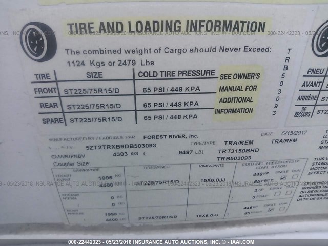 5ZT2TRXB9DB503093 - 2013 FOREST RIVER TRACER  უცნობი ფოტო 9