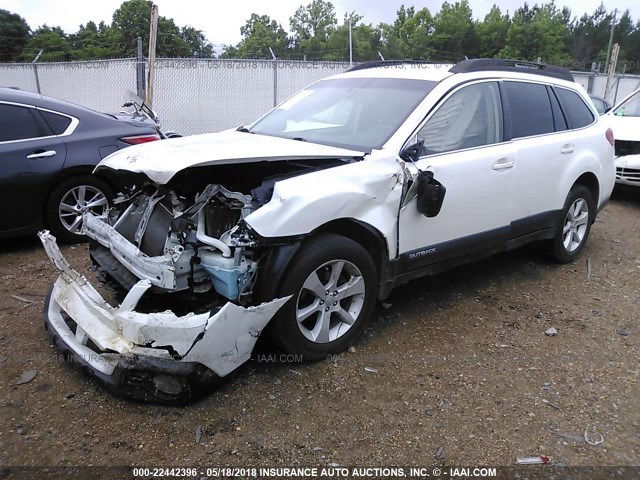 4S4BRCCCXE3225369 - 2014 SUBARU OUTBACK 2.5I PREMIUM WHITE photo 2