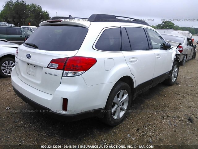 4S4BRCCCXE3225369 - 2014 SUBARU OUTBACK 2.5I PREMIUM WHITE photo 4