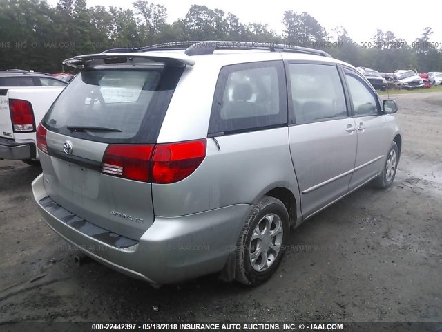 5TDZA23CX4S019888 - 2004 TOYOTA SIENNA CE/LE SILVER photo 4