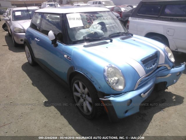 WMWRE33425TD90498 - 2005 MINI COOPER S BLUE photo 1