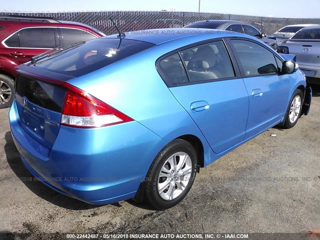 JHMZE2H7XAS032156 - 2010 HONDA INSIGHT EX BLUE photo 4