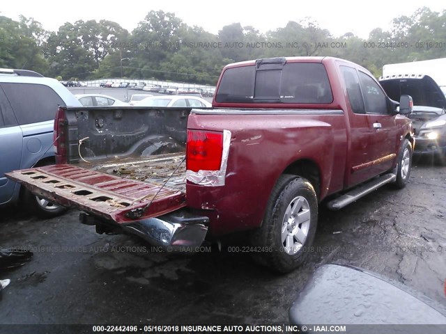 1N6AA06A44N504784 - 2004 NISSAN TITAN XE/SE/LE RED photo 4