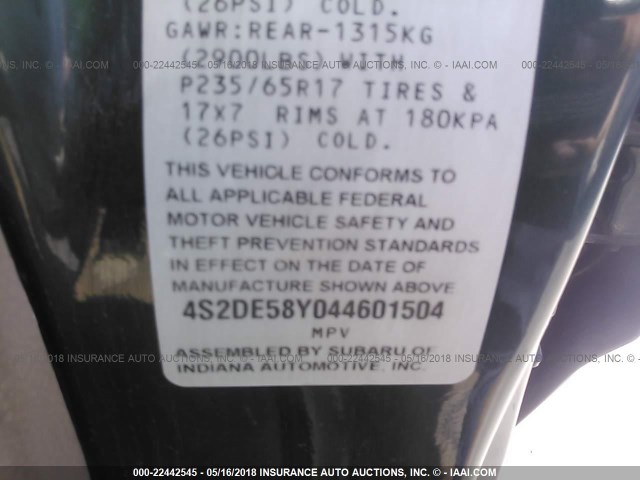 4S2DE58Y044601504 - 2004 ISUZU AXIOM XS Yaşıl foto 9