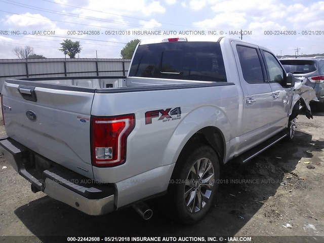 1FTEW1EF4FKE73789 - 2015 FORD F150 SUPERCREW SILVER photo 4