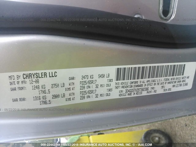 3D4GG57V29T582386 - 2009 DODGE JOURNEY SXT SILVER photo 9