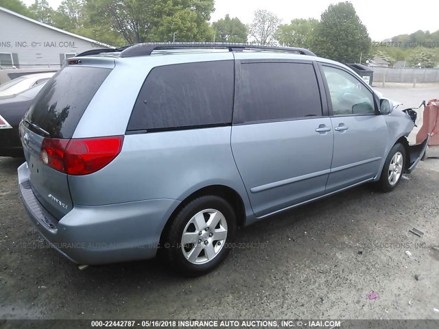 5TDZK22C08S108616 - 2008 TOYOTA SIENNA XLE/XLE LIMITED Light Blue photo 4