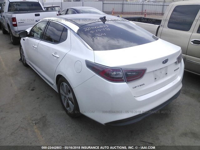 KNAGN4AD4E5062582 - 2014 KIA OPTIMA HYBRID WHITE photo 3