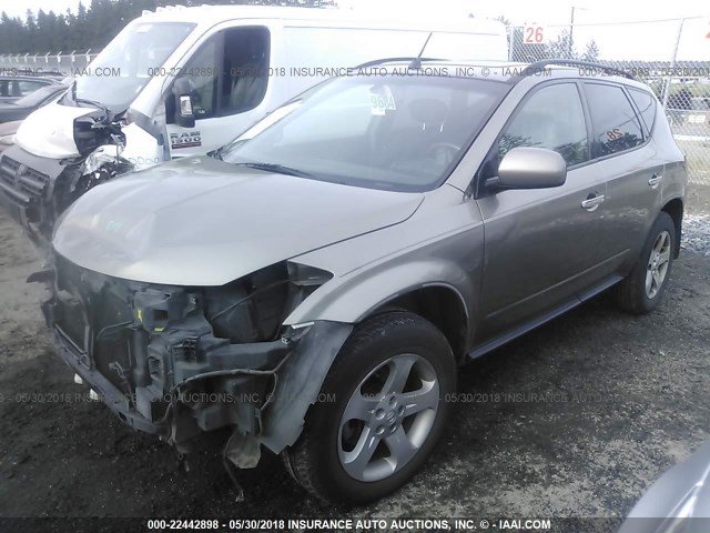 JN8AZ08W84W320841 - 2004 NISSAN MURANO SL/SE GOLD photo 2