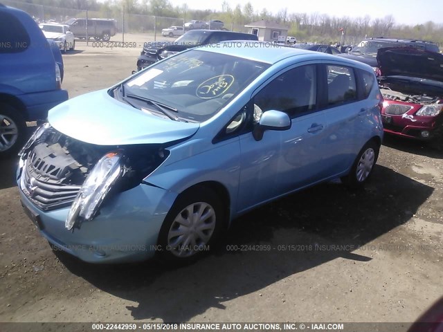 3N1CE2CP3EL429018 - 2014 NISSAN VERSA NOTE S/S PLUS/SV/SL TEAL photo 2
