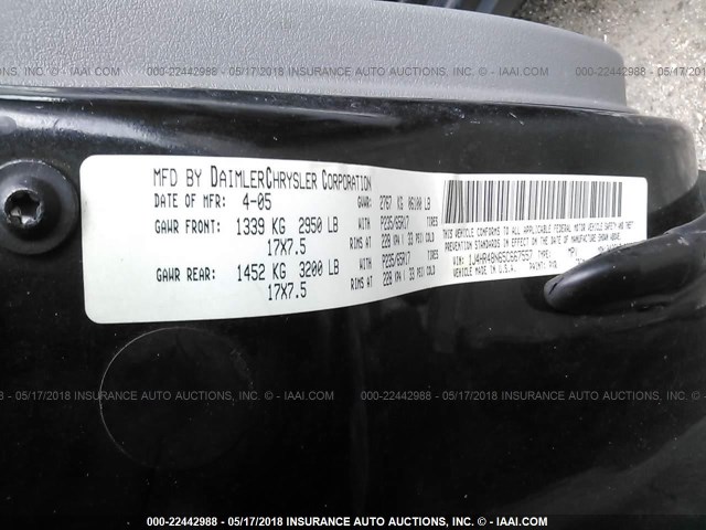 1J4HR48N65C667557 - 2005 JEEP GRAND CHEROKEE LAREDO/COLUMBIA/FREEDOM 黑色 照片 9