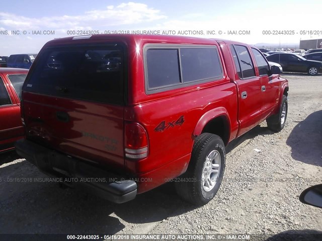 1D7HG38X93S223637 - 2003 DODGE DAKOTA QUAD SPORT RED photo 4