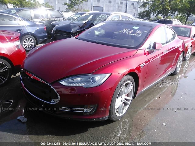 5YJSA1H21EFP66166 - 2014 TESLA MODEL S RED photo 2