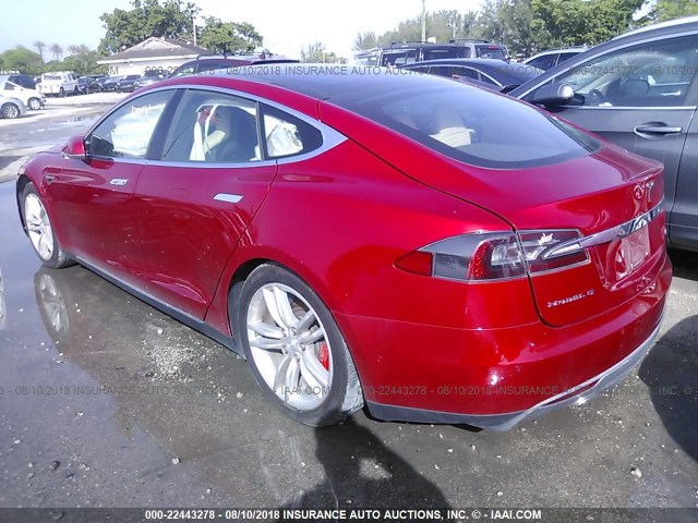 5YJSA1H21EFP66166 - 2014 TESLA MODEL S RED photo 3