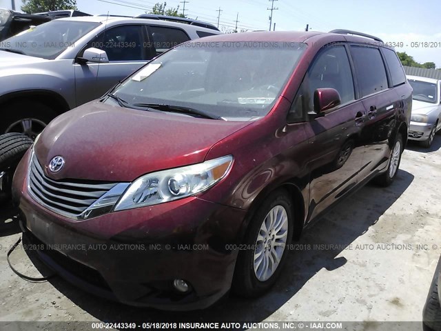 5TDYK3DC3CS214064 - 2012 TOYOTA SIENNA XLE/LIMITED MAROON photo 2