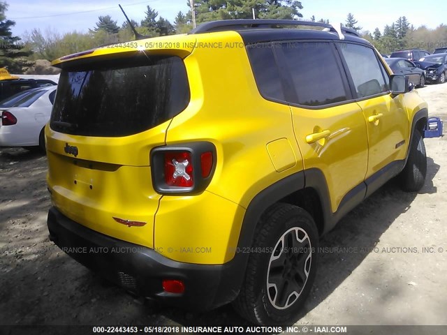 ZACCJBCT0FPB56023 - 2015 JEEP RENEGADE TRAILHAWK YELLOW photo 4