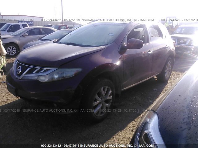 JN8AZ1MW7BW159455 - 2011 NISSAN MURANO S/SL/LE MAROON photo 2