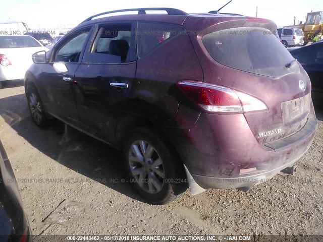 JN8AZ1MW7BW159455 - 2011 NISSAN MURANO S/SL/LE MAROON photo 3