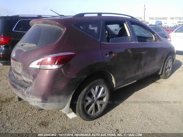 JN8AZ1MW7BW159455 - 2011 NISSAN MURANO S/SL/LE MAROON photo 4