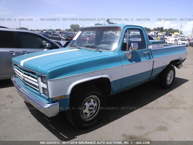 1GCGC24M8FJ104396 - 1985 CHEVROLET C20 BLUE photo 2