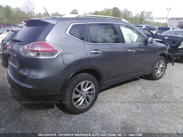 5N1AT2MV8FC765912 - 2015 NISSAN ROGUE S/SL/SV GRAY photo 4