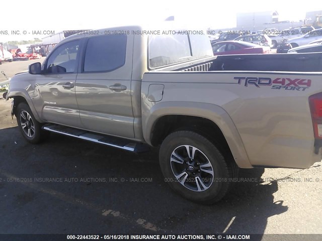 5TFCZ5AN1HX112254 - 2017 TOYOTA TACOMA DBL CAB/SR/TRDSPT/OR/PRO BEIGE photo 3