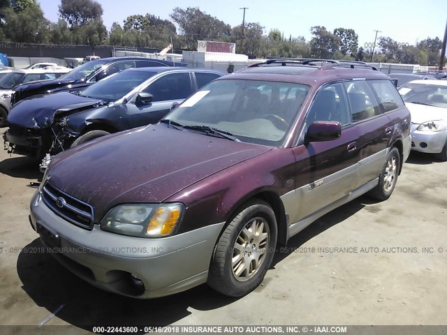 4S3BH806X17660012 - 2001 SUBARU LEGACY OUTBACK H6 3.0 LL BEAN BURGUNDY photo 2