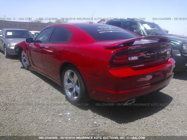 2B3CL3CG2BH523180 - 2011 DODGE CHARGER RED photo 3