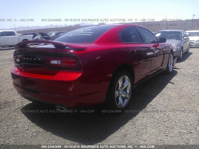 2B3CL3CG2BH523180 - 2011 DODGE CHARGER RED photo 4