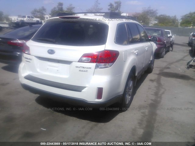 4S4BRBGCXC3268286 - 2012 SUBARU OUTBACK 2.5I PREMIUM WHITE photo 4