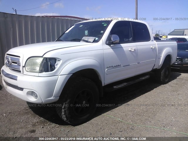 5TBET34125S490598 - 2005 TOYOTA TUNDRA DOUBLE CAB SR5 WHITE photo 2