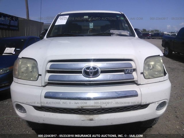 5TBET34125S490598 - 2005 TOYOTA TUNDRA DOUBLE CAB SR5 WHITE photo 6
