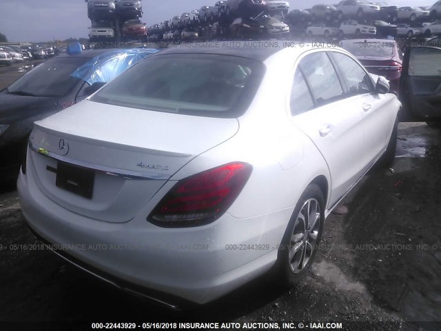 55SWF4KB5GU098340 - 2016 MERCEDES-BENZ C 300 4MATIC WHITE photo 4