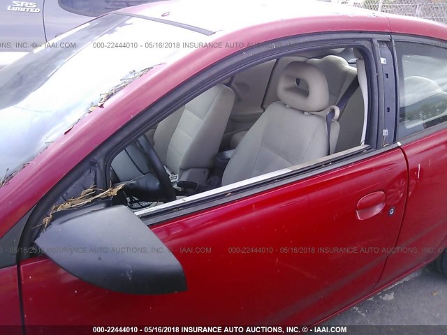 1G8AN12F25Z142117 - 2005 SATURN ION LEVEL 2 RED photo 6