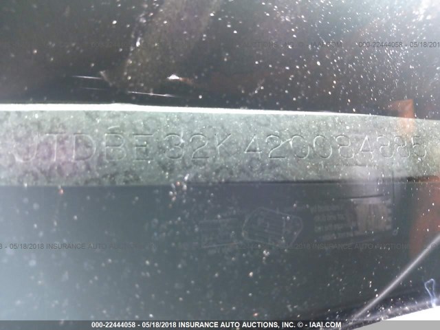 JTDBE32K420084885 - 2002 TOYOTA CAMRY LE/XLE/SE GRAY photo 9