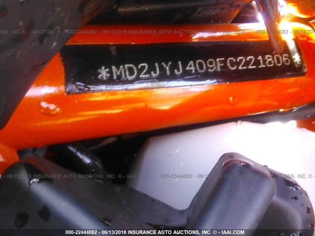 MD2JYJ409FC221806 - 2015 KTM 390 DUKE ORANGE photo 10